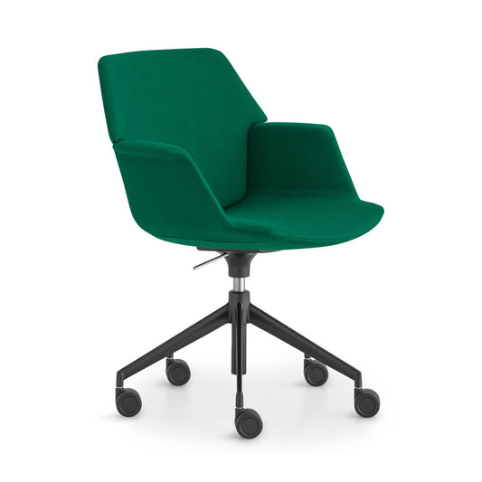 Chaise de bureau à dossier bas Uno avec base pyramidale à 5 branches 