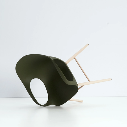 Chaise éléphant avec base en bois